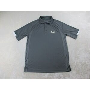 Green Bay Packers Polo Shirt Mens Large Gray Majestic Lightweight NFL Football